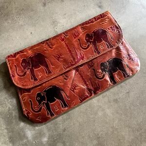 Vintage Animal Leather Lagre Hand Wallet Bag With magnetic Button